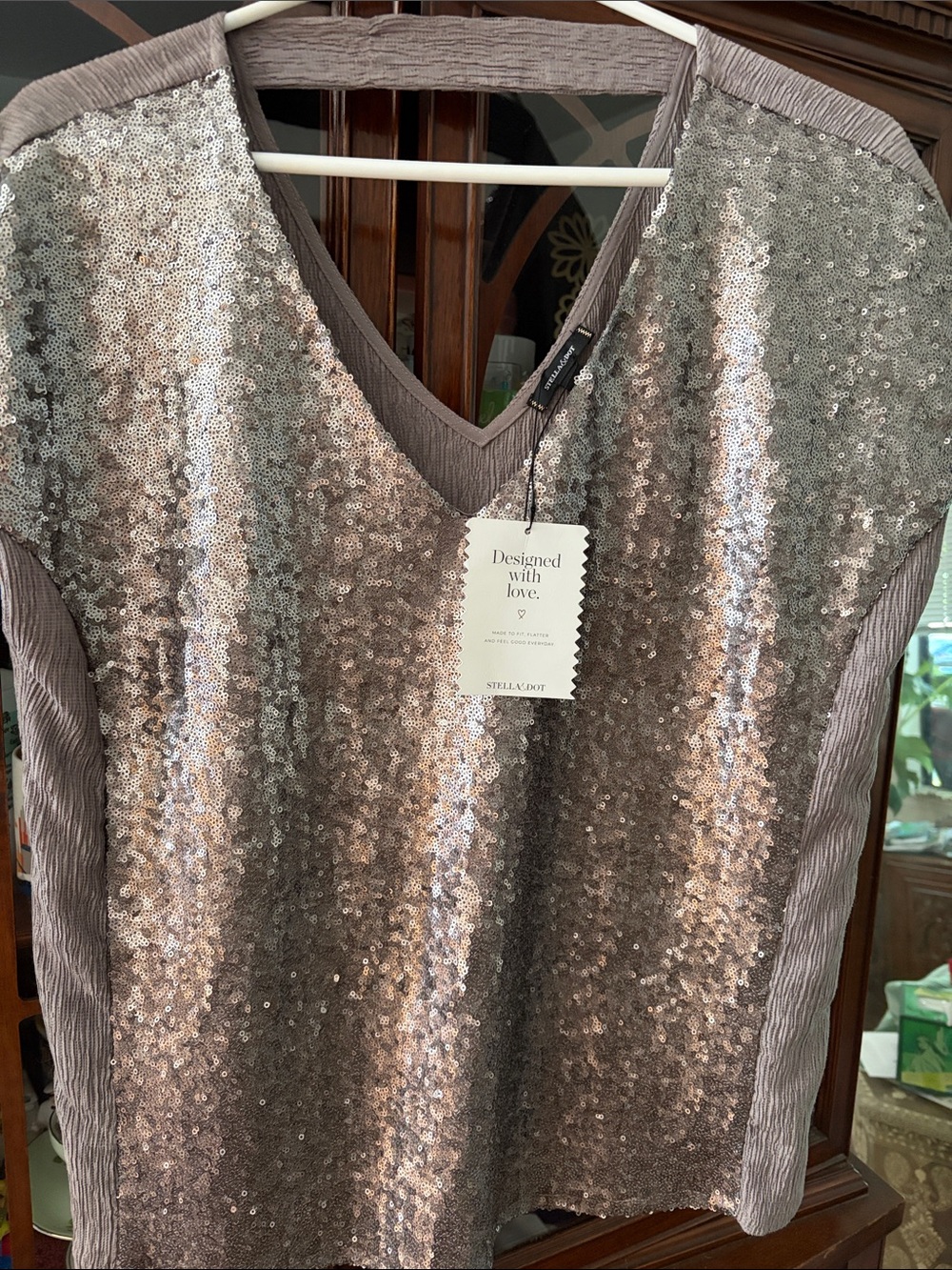 Stella & Dot Silver Sequin V-Neck Camisole